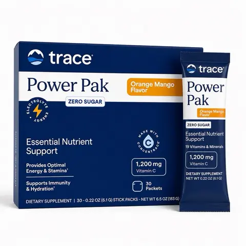 Trace Power Pack Electrolytes Energy 1,200 mg vitamin C Suero Vitaminado - 19 Vitamins and Minerals Supplement for Optimal Support and Hydration - Healthcare