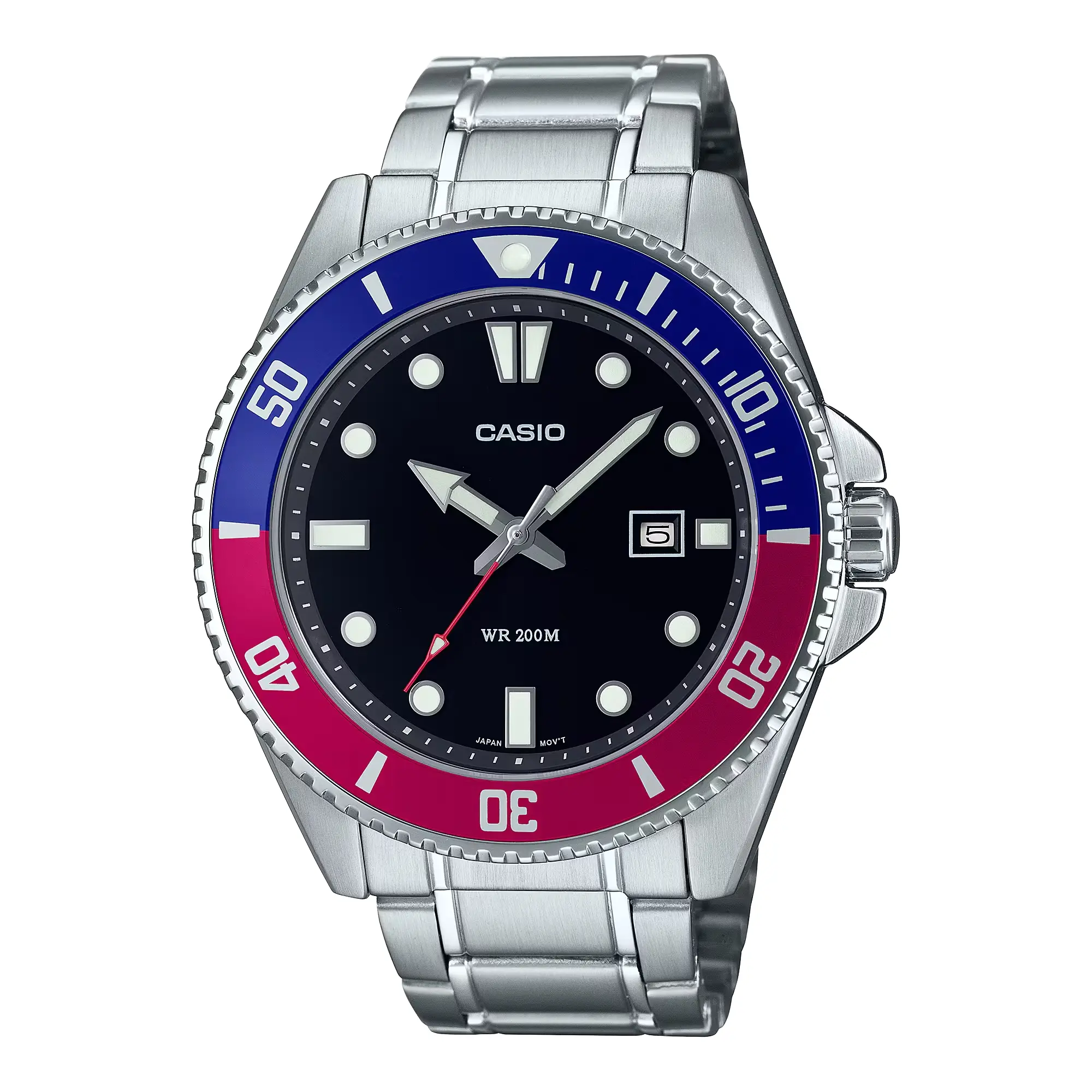 Casio Men’s Stainless Steel and ‘Pepsi’ Bezel Dive Watch - MDV-107D-1A3VDF