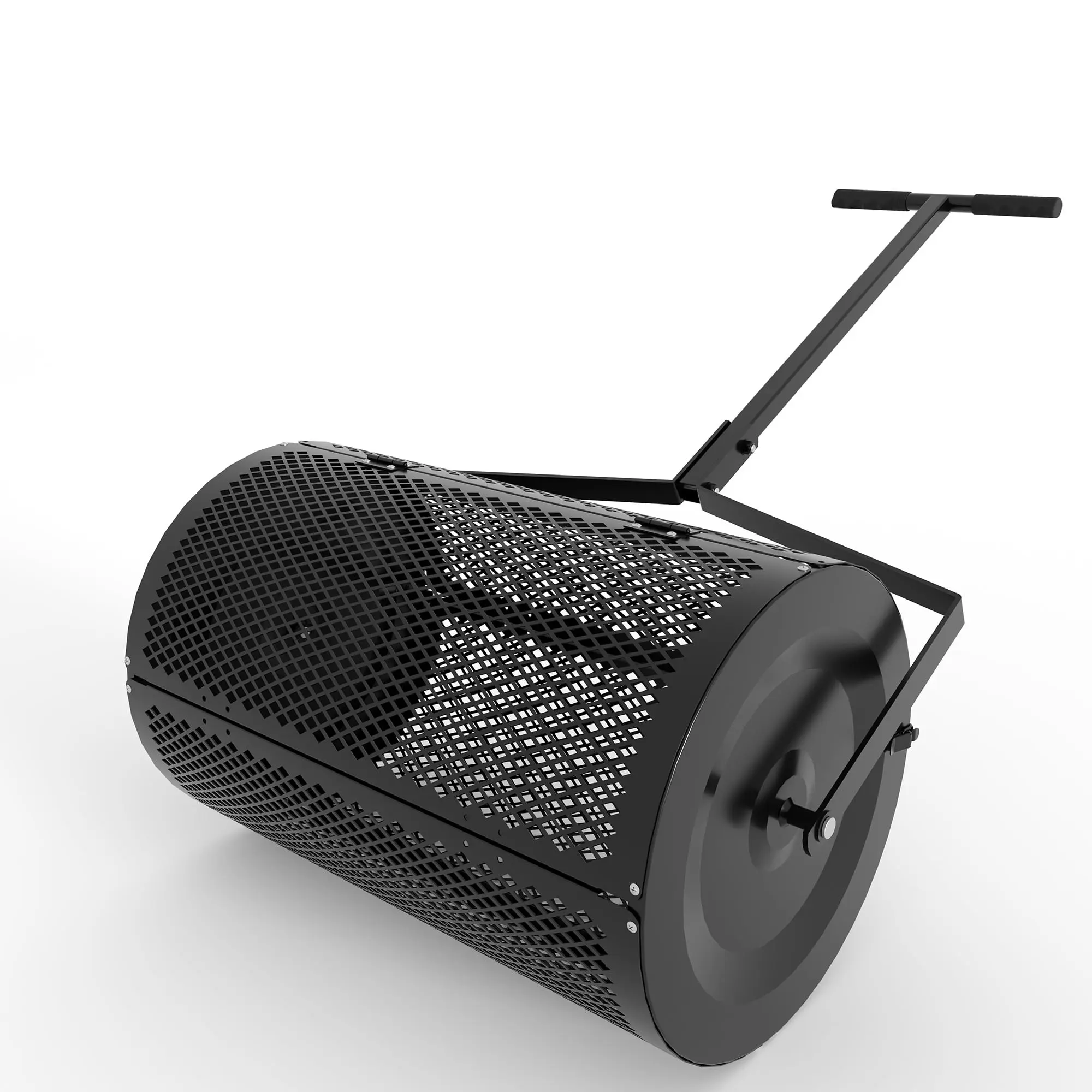 24 Inch Adjustable Handle Compost Spreader - Heavys Duty Metal Mesh Roller for Peat Moss, Manure, Topsoil - Rust-Proofs Lawn & Garden Spreader with Sliding Door & Easy Assembly