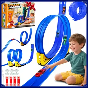 Nicmre Flexible Race Track Toy Set: 15ft DIY Bendable Ramp with Suction Cups – Portable Roll-Up Car Track for Kids Compatible with 1:64 Diecast Cars – Birthday Christmas for Boys Girls Ages 3+(Gag Toys & Practical Jokes)(Gag Toys & Practical Jokes)