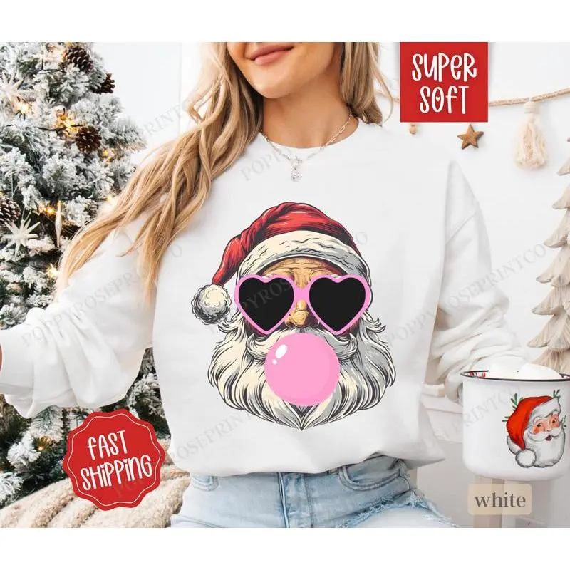 Santa Christmas Sweatshirt, Merry Christmas Sweater, Women's Holiday Crewneck retro christmas Santa Christmas Sweatshirt, Merry Christmas Sweater, Women's Holiday Crewneck retro christmas