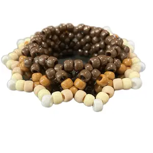 Kandi Brown Tones Mandala Kuff Beaded Bracelet with Brown Beads and White Accents