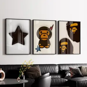 [No Frame] Hypebeast Room Decor Set: Kaws Style, Urban Street Art