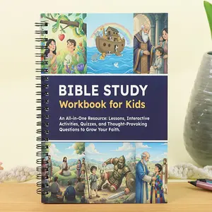 Bible Study Handbook Interactive Faith Growth Workbook, Includes Stories, Questions, Drawing, Ten Commandments Practice, Suitable for Newbies