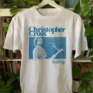 Vintage Christopher Cross Salling Cotton Tee, 90s Music Shirt, Retro Graphic Tees clothing, Women’s Streetwear Casual Tee