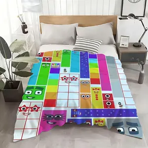 Cartoon Numberblocks Throw Ultra Soft Flannel Throw Blanket - Kid Friendly Warm Anti-Static Medium Thickness | All Season Machine Washable Fade Resistant for Couch Bed Home Decor