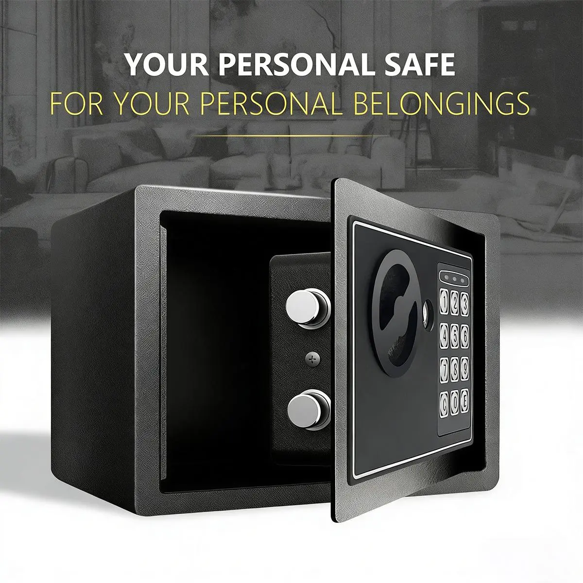 Mini Compact Security Safe Box - Personal Electronic Safe Cash Box with Digital Keypad, Key Locking, Silver Money Bag for Cash, Jewelry, Passport | Home, Office Practical Storage Solution, Great Gift