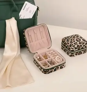 Mini Travel Jewelry Box - Multifunctional Leopard Print Storage Case Women's Ring, Earring, and Necklace Organizer Mother's Day Gift Best Gift Essential Item