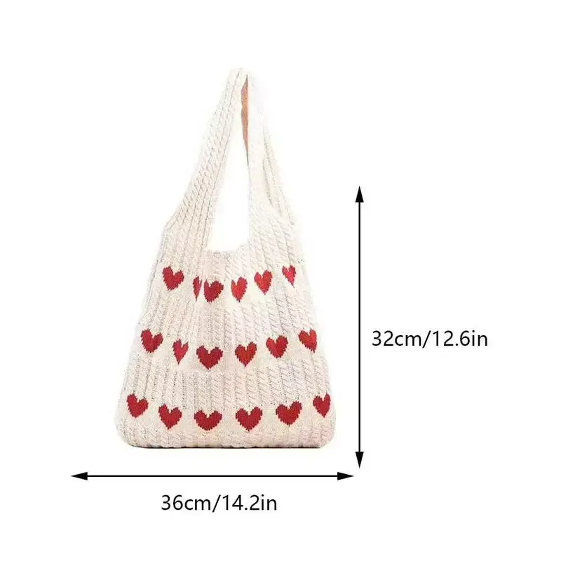 Women Knit Tote Bag Crochet Shoulder Bag Love Heart Pattern Handbags Aesthetic Everyday Knitted Bag Straps for Handbags(gift) Women Knit Tote Bag Crochet Shoulder Bag Love Heart Pattern Handbags Aesthetic Everyday Knitted Bag Straps for Handbags(gift)