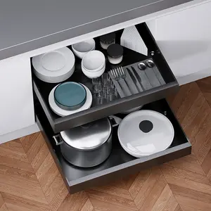 Expandable Pull Out Kitchen Cabinet Organizer,Adhesive No Drilling Slide Out Drawers for Kitchen Base Cabinet,Shelves,PantryStorage,1 Pack Adjustable Width Cabinets Drawers 12.4"-20.4"