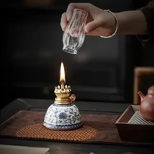 Porcelain Butter Lamp Without Oil, Lamp Stand Ornament, Outdoor Camping Atmosphere Lamp, Indoor Decorative Ornament, Valentines Day Gift, Lighting