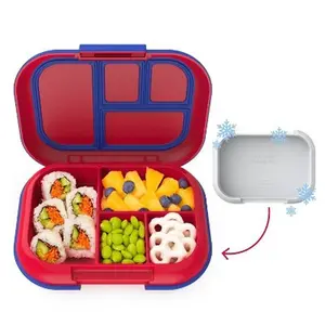 Bentgo Kids' Bento Lunch Box Removable Ice Pack BPA Free Leak-Proof, Red/Blue