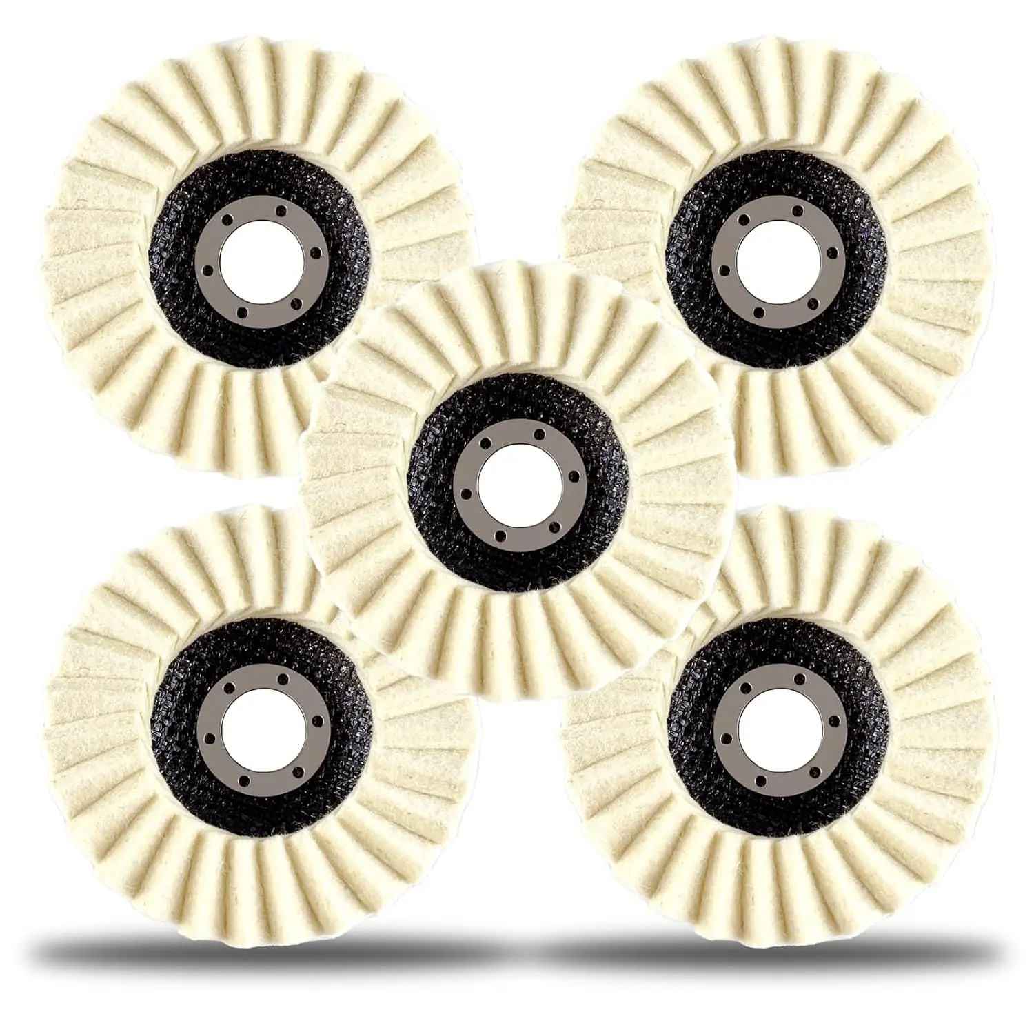 Polishing Wheel, Wool Felt Polishing Disc, 4.5inch Wool Polishing Pad Suitable for Angle Grinder, Suitable for Metal, Marble, Stone, Furniture, Car Wax - 5-Pack