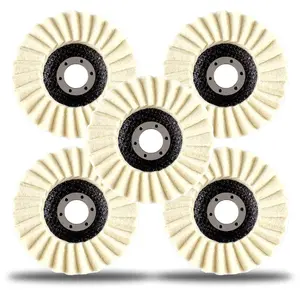 Polishing Wheel, Wool Felt Polishing Disc, 4.5inch Wool Polishing Pad Suitable for Angle Grinder, Suitable for Metal, Marble, Stone, Furniture, Car Wax - 5-Pack