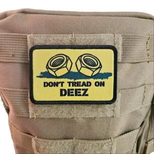 Don't tread on deez nuts and bolts Gadsden flag meme 2"x3" removable morale patch with hook and loop backing