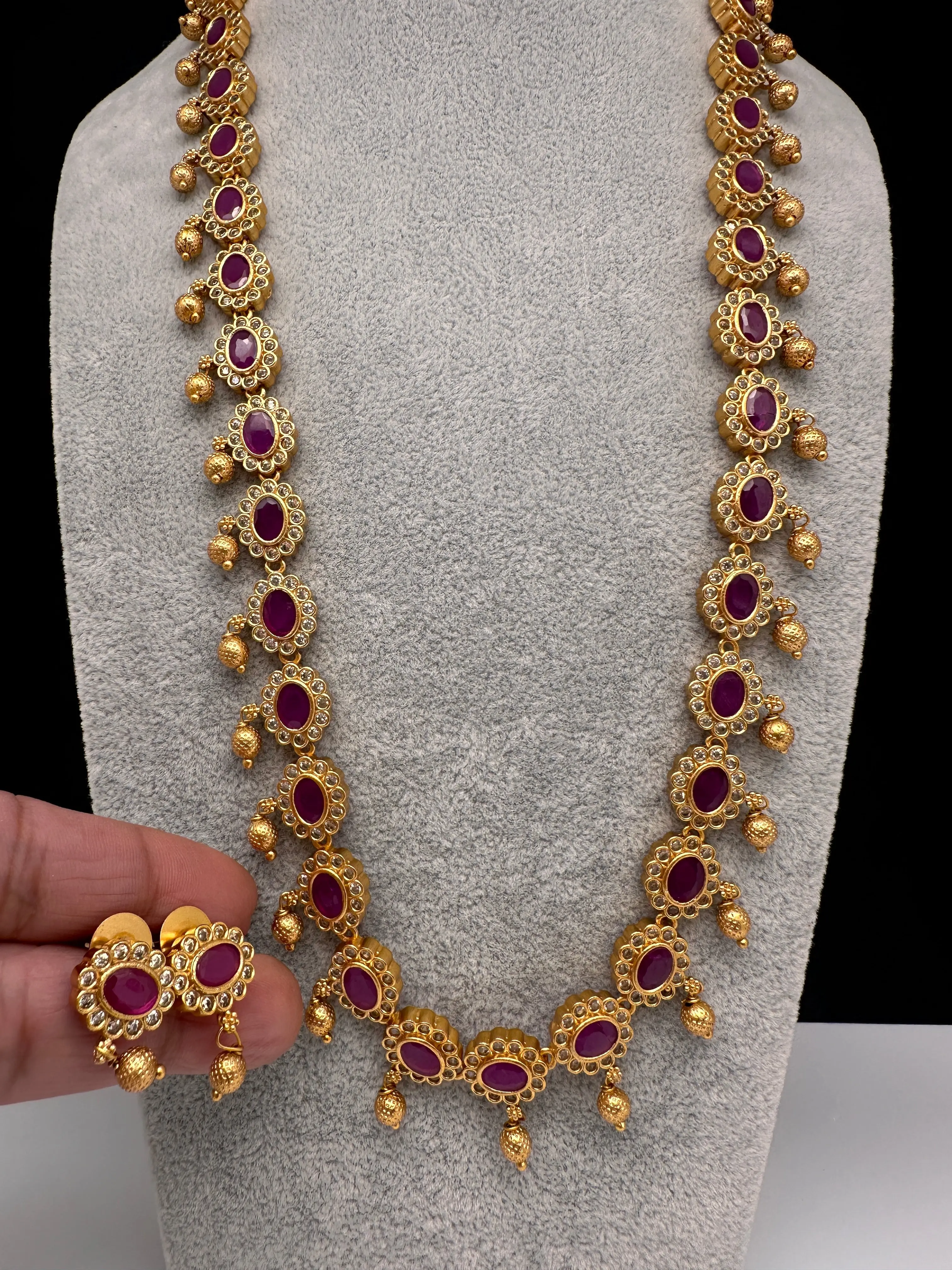 Premium Matte Ethnic Stone Long Necklace