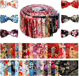 40 Pcs Japanese Jelly Cotton Fabric Patchwork Roll, 2.55 Inch Roll Up Cotton Fabric Quilting Strips, Jelly Fabric Patchwork Craft Cotton Fabric for Quilters and Sewing DIY Crafts (Japanese Style)