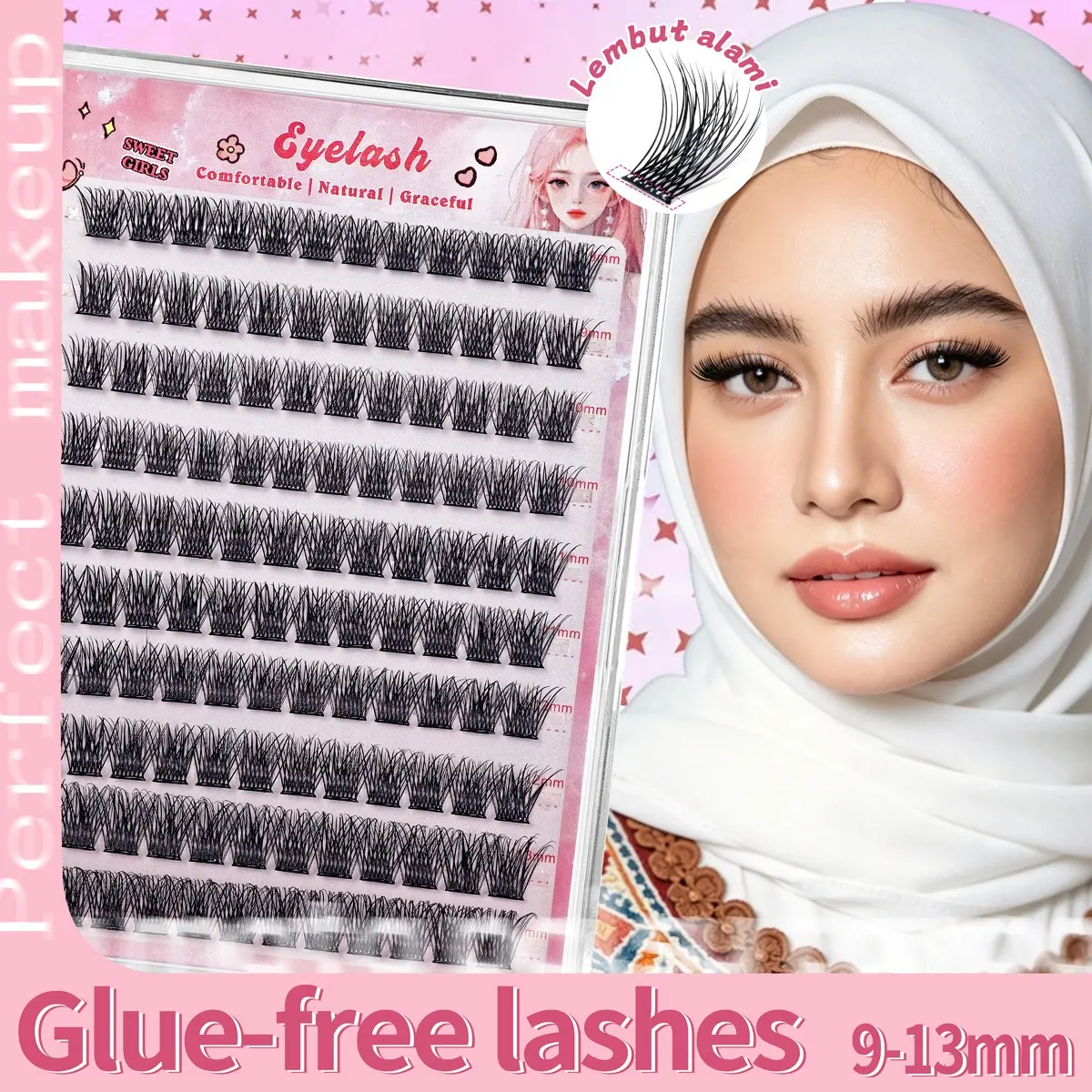 120Pcs No-Glue Lashes 9-13mm C Curl Natural Lash Clusters,DIY wispy Lashes,at home or On-the-Go,Individual Lash Clusters,False Eyelashes, Soft Natural Eyelash