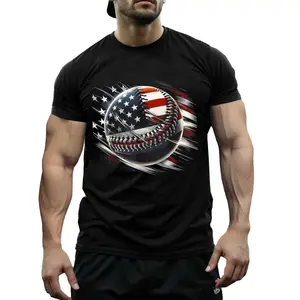 Mens American Flag Baseball Tee – Soft Cotton Casual Shirt with Stars & Stripes Graphic, Breathable for Summer, Outdoor Sports & Daily Wear, July 4th Patriotic Top