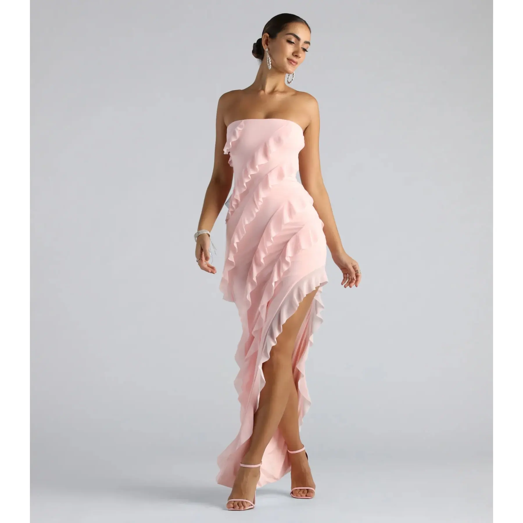 Gabby Formal Mesh Strapless Ruffle Long Dress - TikTok Shop Gabby Formal Mesh Strapless Ruffle Long Dress - TikTok Shop