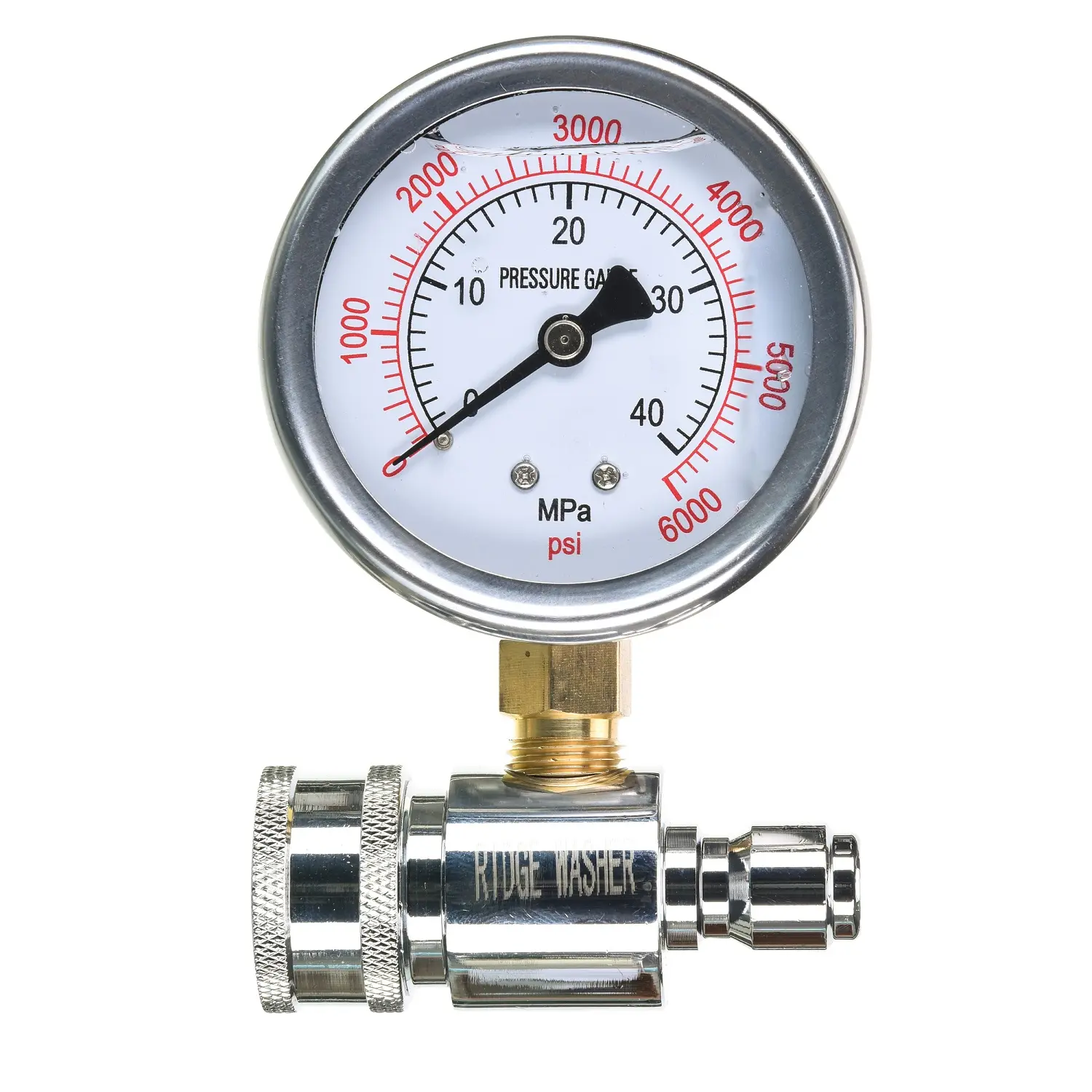 RIDGE WASHER Water Pressure Test Gauge – 6000 PSI Pressure Washer Gauge with 3/8 Inch Quick Connect Socket, Plug, Fits Most Makes and Models for Car Washing【DealsForYouDays】
