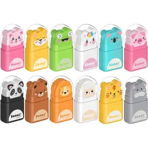 Sooez 12 Pack Pencil Erasers with Clean up Roller, Cute Erasers for Kids, Animal Fun Eraser with Shaving Roller and Cover, for Teacher Class Favor School Supplies Home Office Party