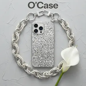 O'Case Pearl and Chain Phone Chain, Soft and Tough in 1 iPhone Chain, Perfect Combination with Glittering Phone Case, Chic and Edgy Aesthetic, Compatible with iPhone 17 16 15 14 13 12 pro promax plus