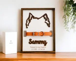 Dog Memorial Collar Frame | Pet Remembrance Sign | Pet Loss Sympathy Gift | Dog Collar Keepsake Frame | Memorial Tribute for Dogs and Bel, 2 Layeredoved Pets