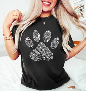 Comfort Colors Cute Floral Dog Paw Sweater, Dog Paw Shirt, Dog Mom Shirt, Dog Lover Tees, Dog Paw Shirts, Floral Dog Paw, Floral Paw Gift