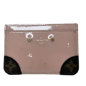 Pre-owned Vernis Small Leather Goods Pink Monogram Leather Card Case