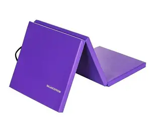 BalanceFrom 6 Ft. x 2Ft. x 1.5 In. Three-Fold High Density Foam Folding Exercise Mat with Carrying Handles for MMA, Gymnastics and Home Gym, Purple