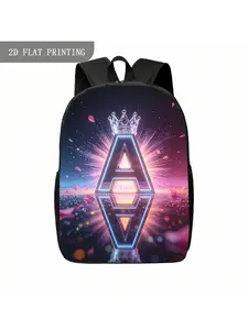1pc Large Capacity Glowing Letter A Crown Backpack with Glowing Crown & Letter A Print, Adjustable Shoulder Straps & Zipper Closure Suitable for School, College, Travel, Valentine's Gifts for,, for Teenager