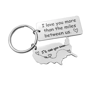 Long Distance Relationship Gift Keychain I Love You More Than The Miles Between Going Away Girlfriend Boyfriend Gifts Personalized Couples Trucker Husband Dad