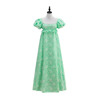 summer dress green floral Green Bridgerton Inspired Regency Dress Women main image 0