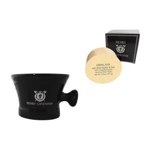 Henry Cavendish® Himalaya Shave Kit with - Shave Soap with Shea Butter & Coconut Oil. Long Lasting 3.8 oz Puck Refill, plus Gentleman's Ceramic Shave Soap Bowl with Handle.
