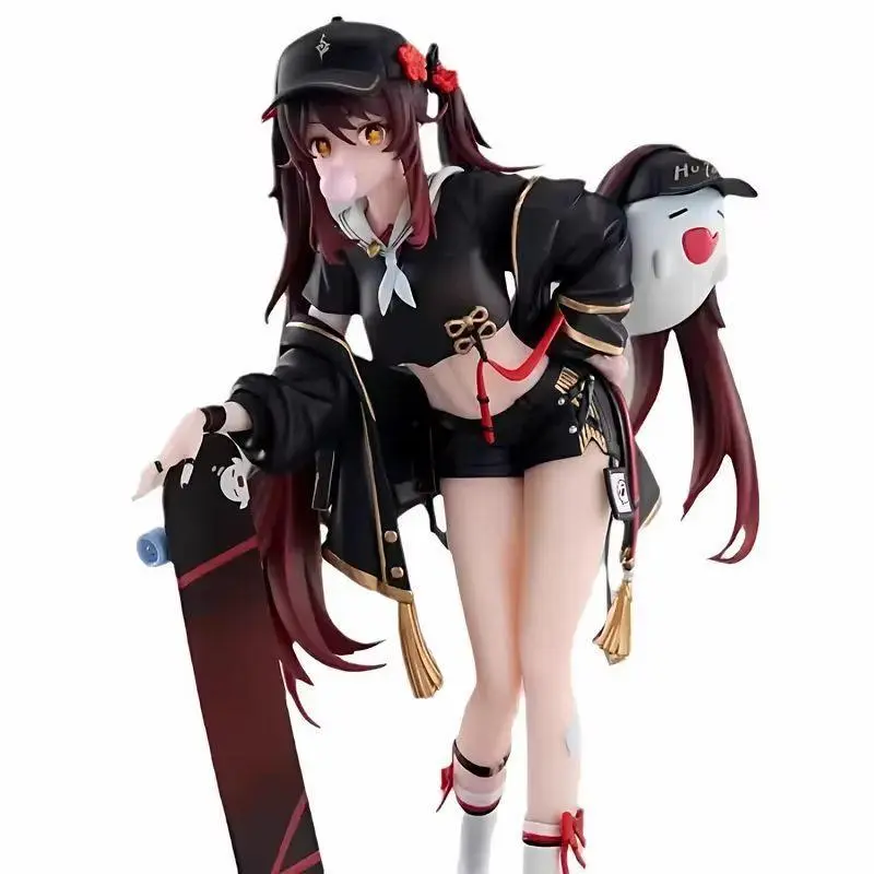 Genshin Impact Hu Tao Anime Skateboard Girl Action Figure Doll Collectible Statue Desktop Decoration Trendy Toys Gifts For Fans
