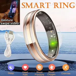 New 6.3mm Thin Smart Ring Health Monitor Smartring Outdoor Waterproof Ring Heart Rate Body Temperature Monitoring Sports ring Rose Gold Smart Sleep and Fitness Ring