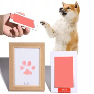 Non-Contact Ink Pad with Pet Paw Print Kit, Save Cat Dog Claw Prints, Pet Memorial Frame, Pet Track Inkless Pad