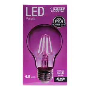 Feit Electric 4.5 Watt Clear Glass A19 Purple Filament Dimmable LED Light Bulb