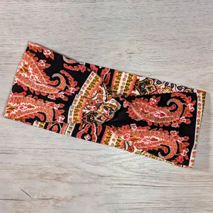 Orange Boho Paisley Knotems Pre-Tied Headwrap Headbands for Women & Girls
