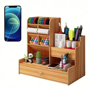 Wooden Desk Organizer, Multi-grid Desk Storage Rack, Desk Organizer for Home Office School, Desk Accessories for Home Office School