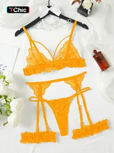 Women's Lace Sexy Lingerie Set, Elegant Bra & Thong & Garter Belt, Lingerie Set for Women, Bra Sets