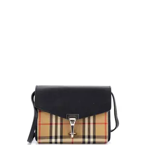 Pre-owned BURBERRY material Messenger Bags Macken Crossbody Bag Leather and Vintage Check Canvas Baby by Rebag