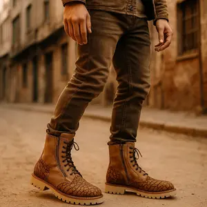 Men's Suede Bullhide Leather Goodyear Welt Dual Zipper Ankle Boots