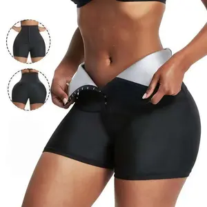 Women's Sauna Sweat Shorts High Waisted Heat Trapping Workout Pants with Adjustable Hook Closure