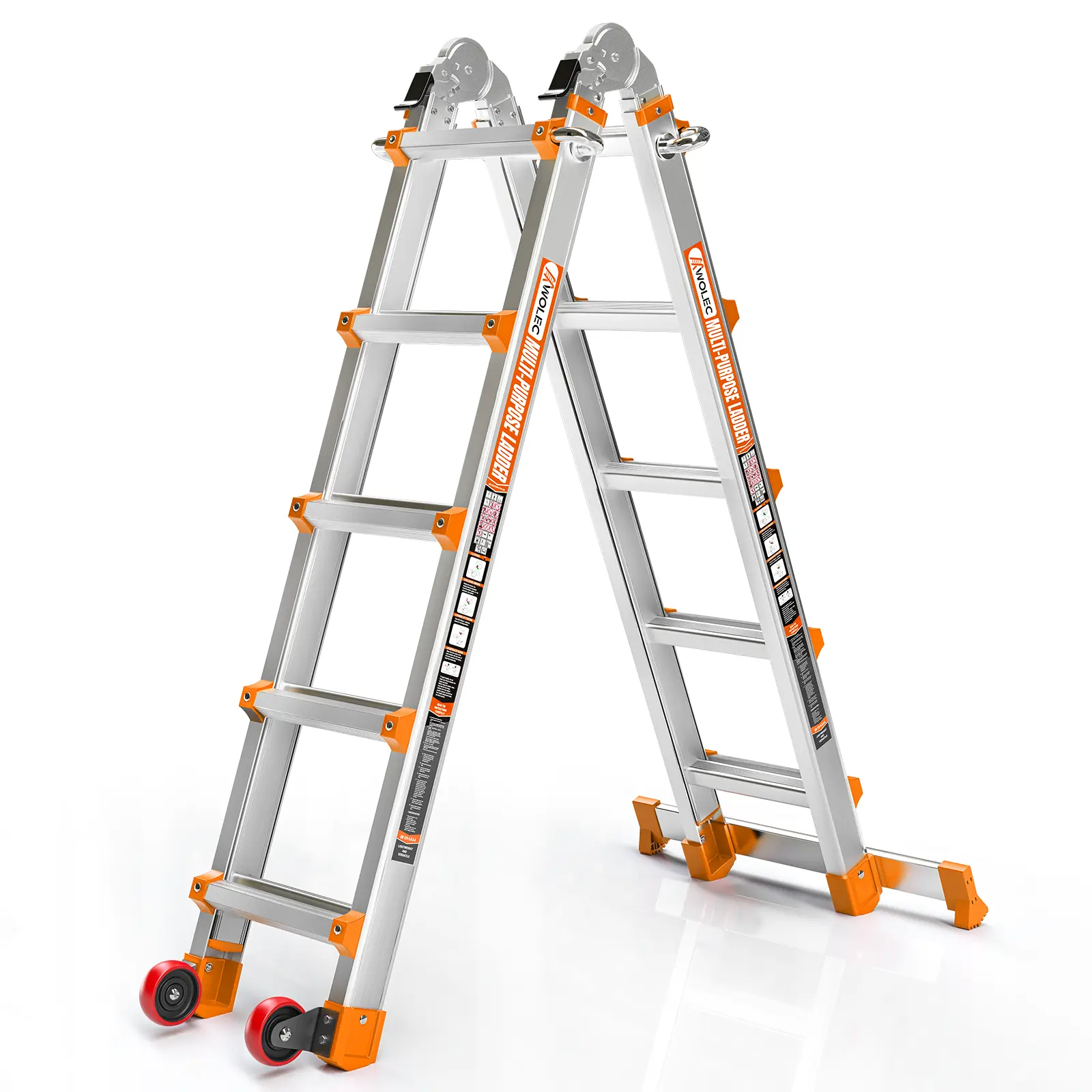 Ladder, A Frame 5 Step Ladder Extension, 17 FT Anti-Slip Multi Position & Storage Folding Ladder, 330 lbs Security Load Telescoping Aluminum Ladders for Stairs Home Indoor Outdoor Roof summervibes