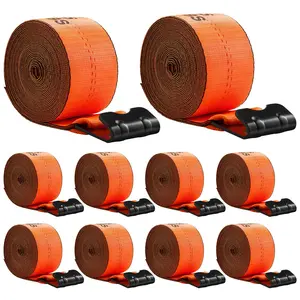 VEVOR Winch Straps,  4 in x 30 ft Truck Straps with Flat Hook, 10 Pack Heavy Duty Trailer Straps with 18000 lbs Break Strength, Cargo Tie-Down Straps, for Flatbeds, Trucks, Trailers, Farms & Rescues