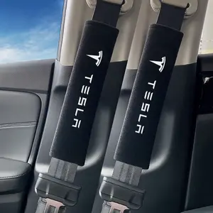 2pcs Suede Car Seat Belt Protector Shoulder Pads Mats for Tesla Model 3 Model S X Model Y Juniper Roadster 2021 Cybertruck Spacex Vehicle Accessories