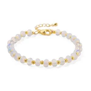 Opalite 20.00 ctw Rondelle Beaded Bracelet in Goldtone 79In Christmas Gifts