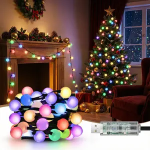 MIMIRGB 16.4 ft Smart Ball  String 25 Dimmable RGB Mini Color Changing LED  Strand with App & Remote Music Sync Timer Perfect for Halloween Christmas Indoor Bedroom Party Decor globe fairy light